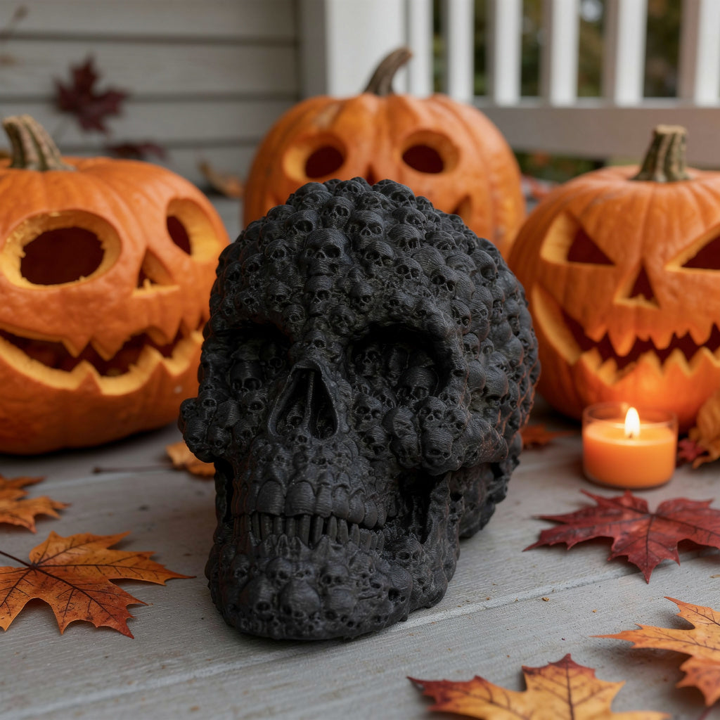 Black Multi-Skull Sculpture - Halloween Decoration