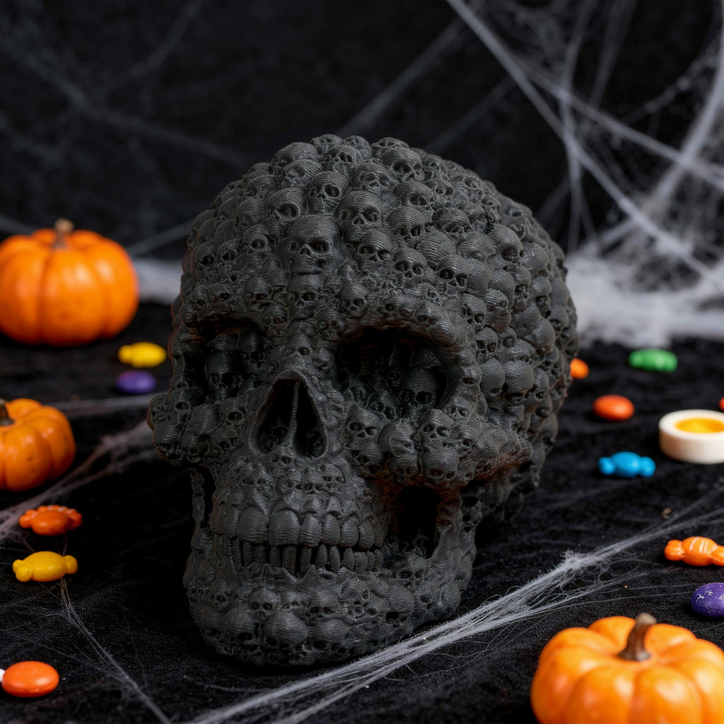 Black Multi-Skull Sculpture - Halloween Decoration